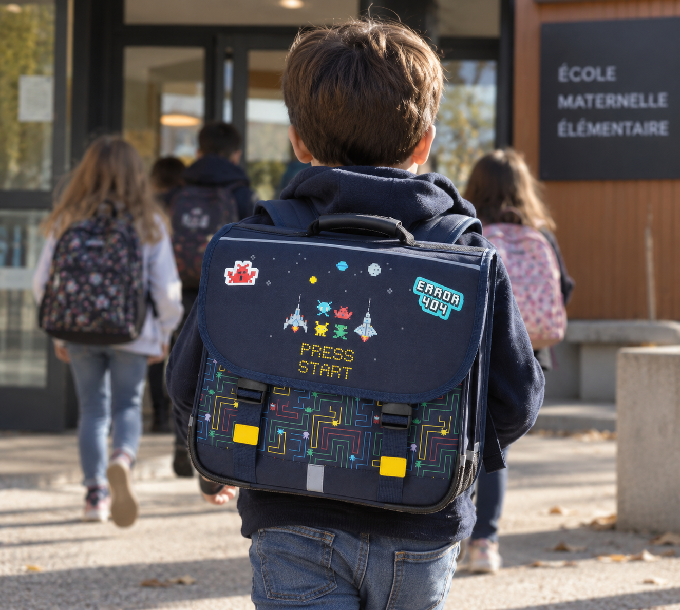 Enfant portant un sac à dos Kid'Abord
